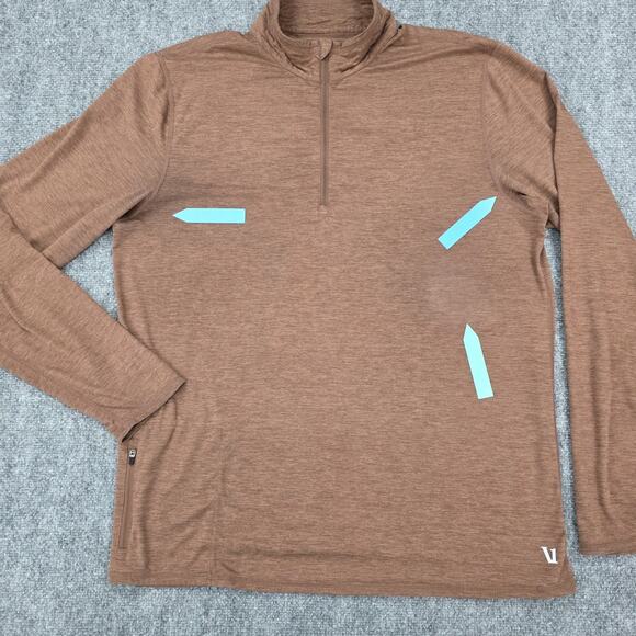 Vuori Pullover Men XL Brown Ease Performance 1/2 Half Zip 2.0 Long Sleeve Active - Picture 12 of 14